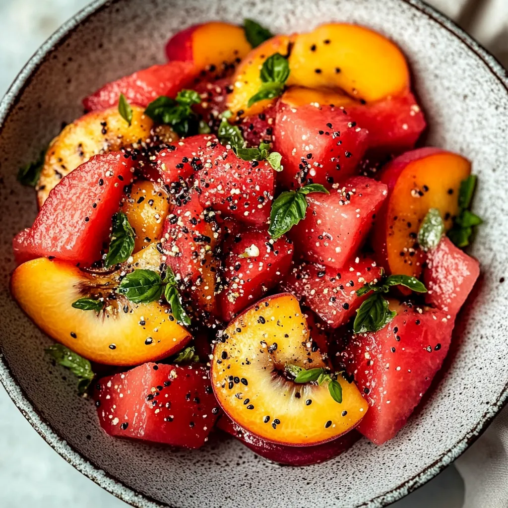 A bowl of fruit with black seeds.