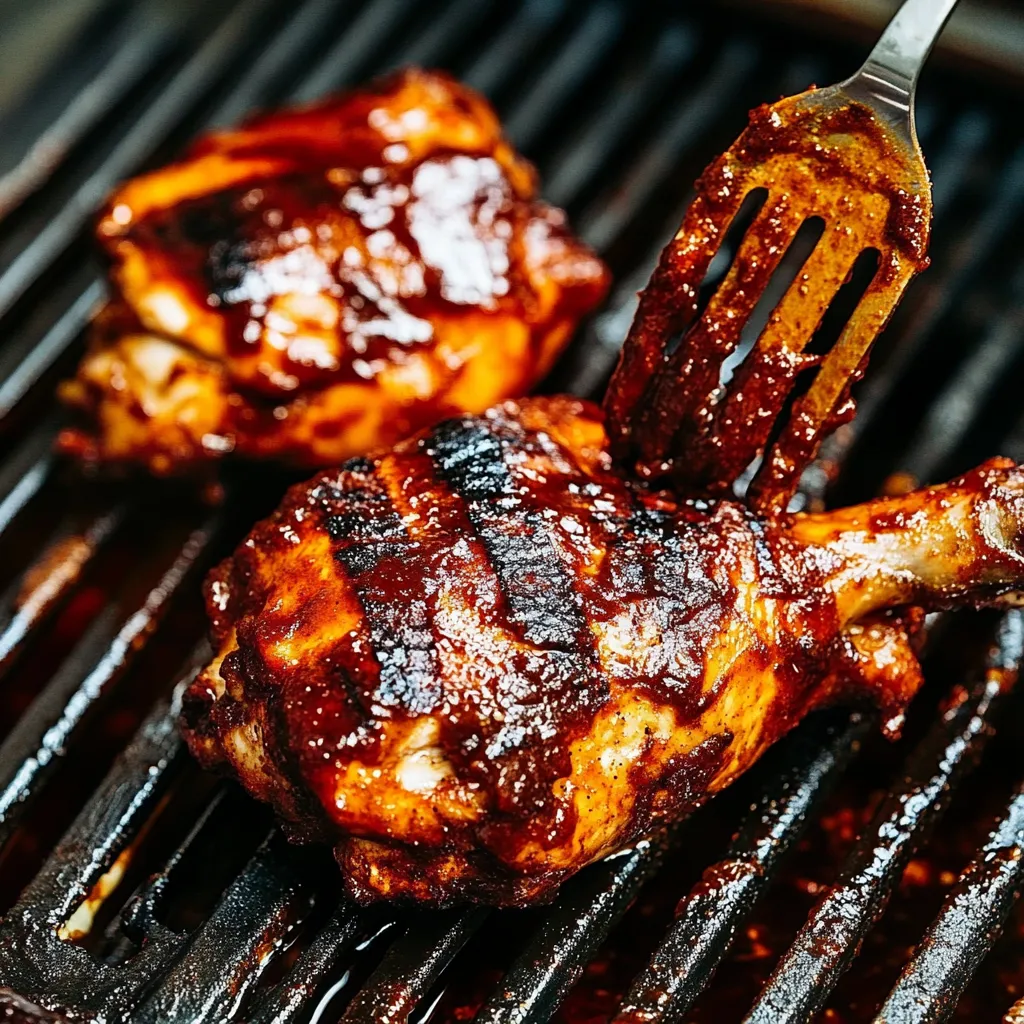 Chicken on a grill.