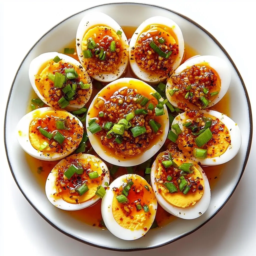 A plate of eggs with sauce.