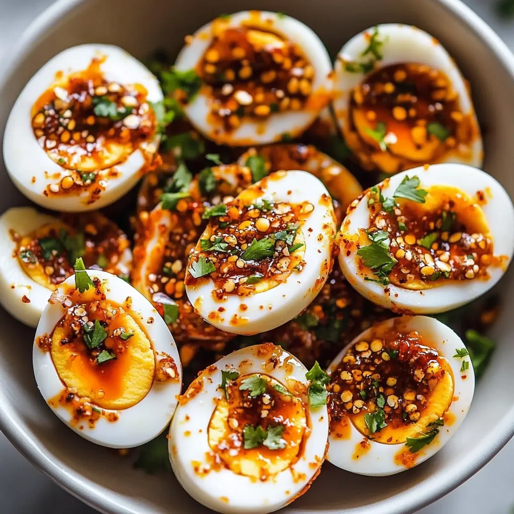 A bowl of eggs with spices.