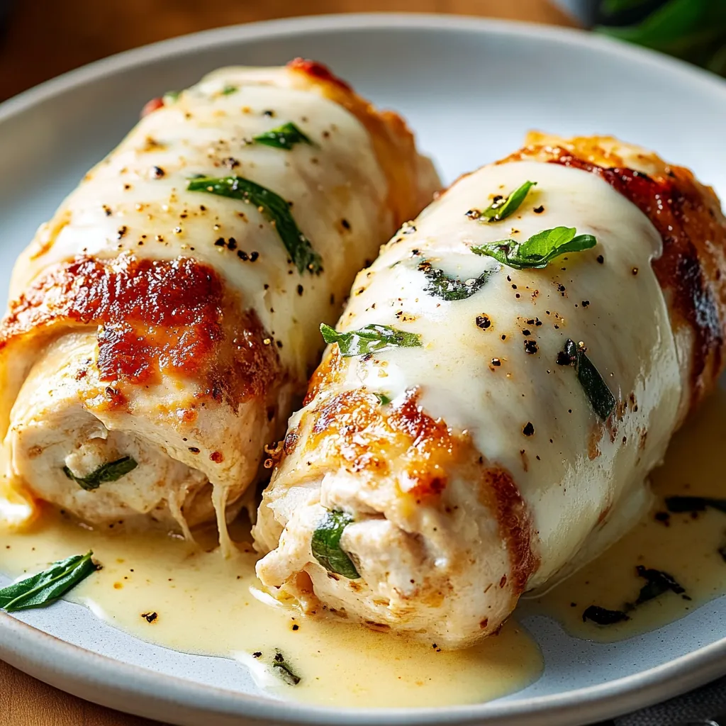 Two pieces of chicken covered in cheese and herbs.