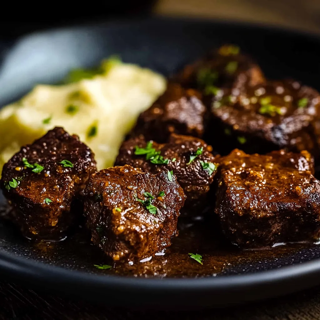 A plate of meat and potatoes.