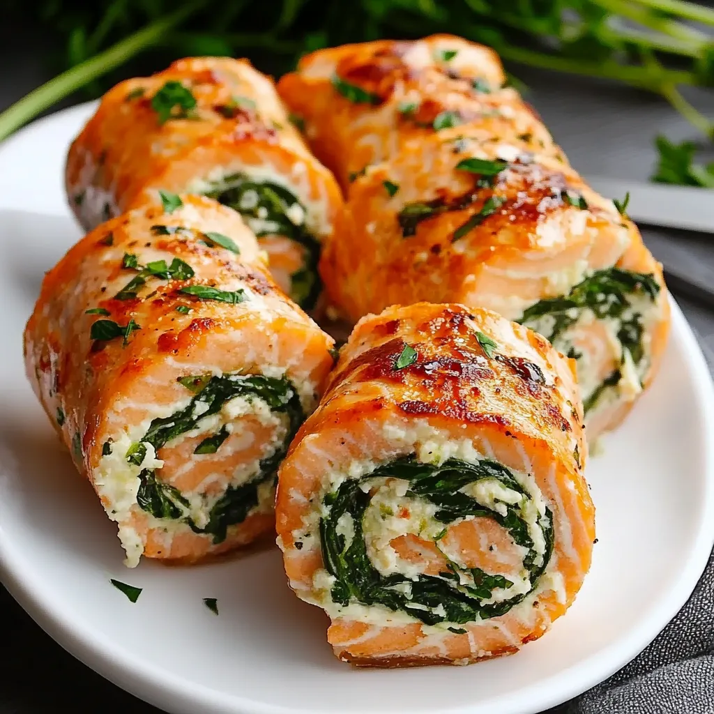 A plate of fish rolls with sauce.