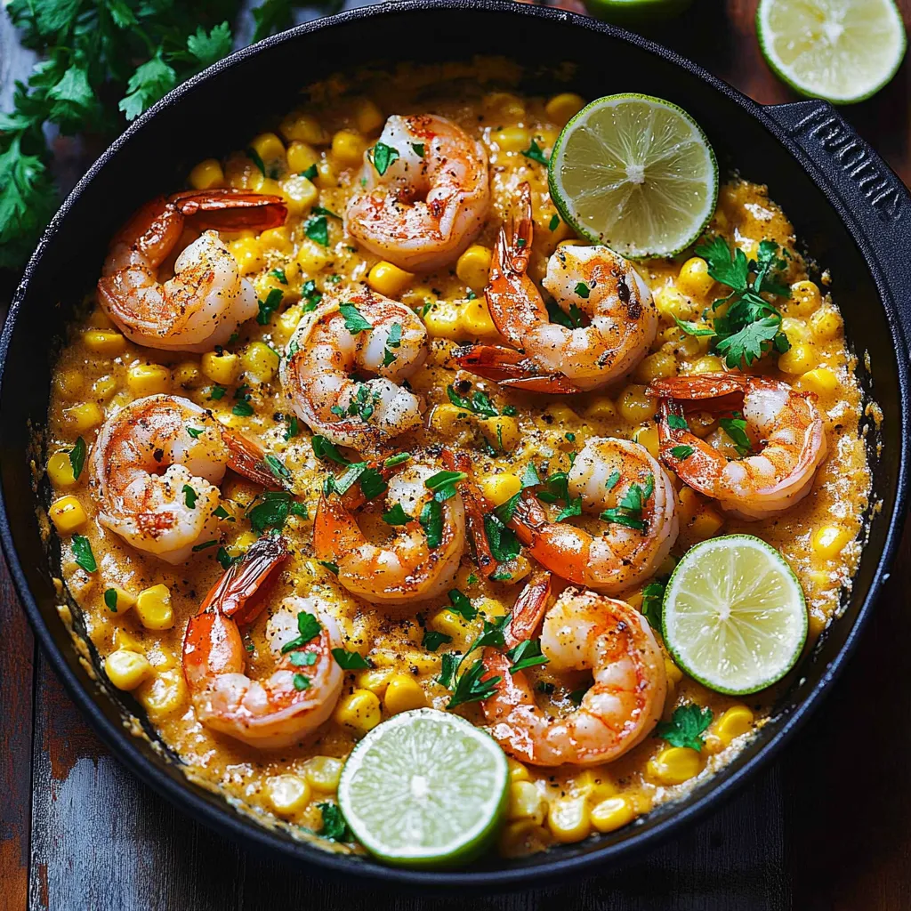 A bowl of shrimp and corn.