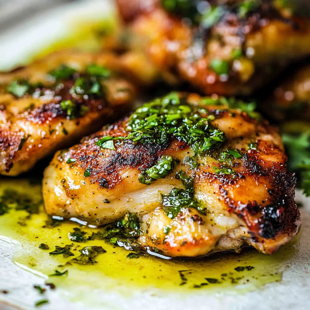 Chicken with herbs and oil.