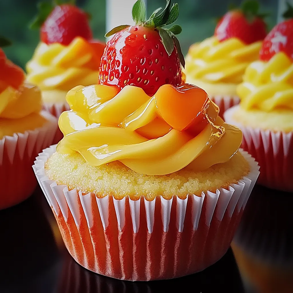 A cupcake with a strawberry on top.