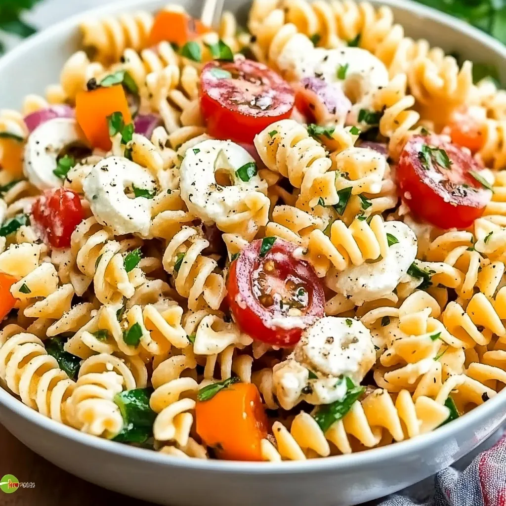 A bowl of pasta with tomatoes and cheese.