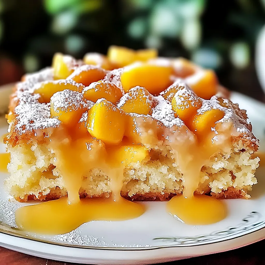 A slice of cake with white powder on top.