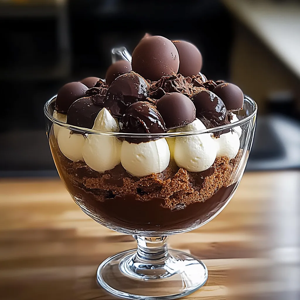 A glass bowl of chocolate and white cream.