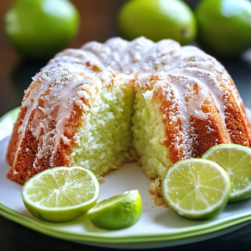 A slice of cake with white frosting and green limes.