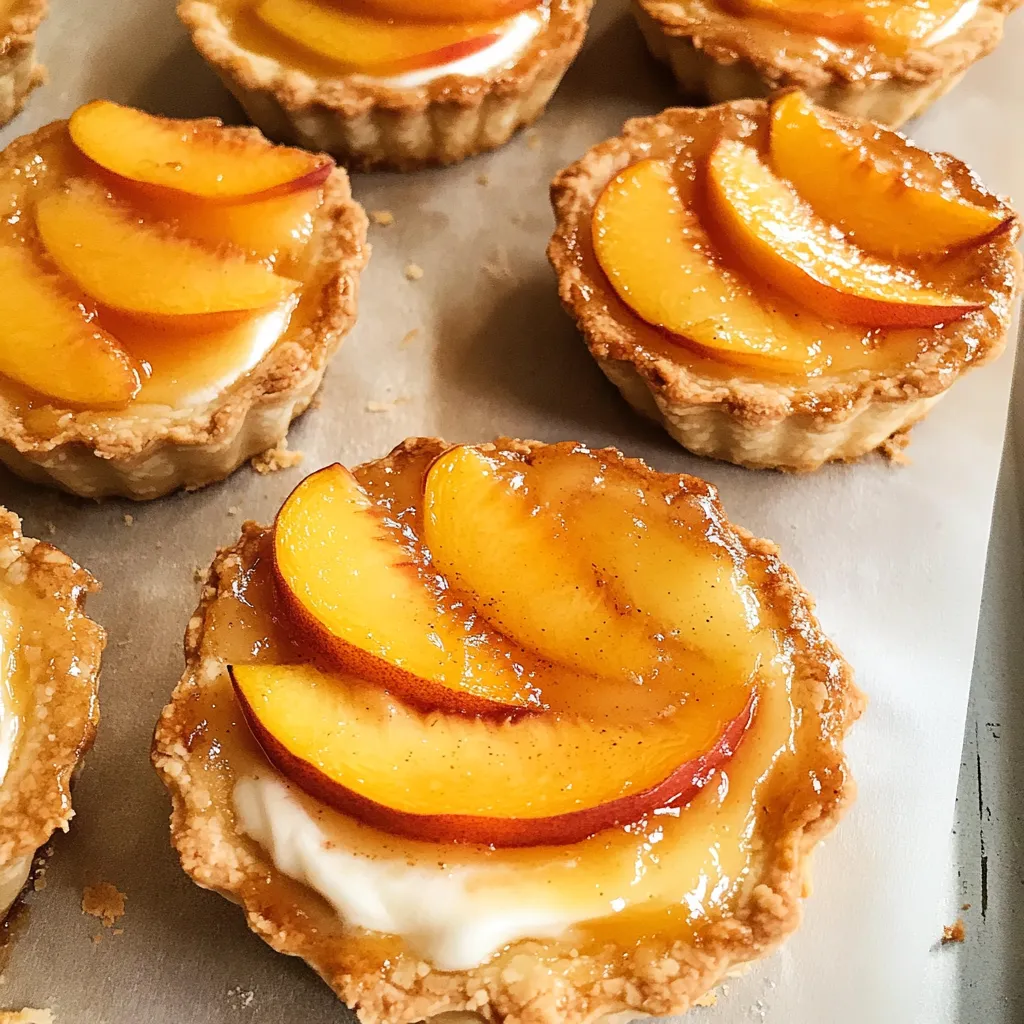 Peach tart with white cream.