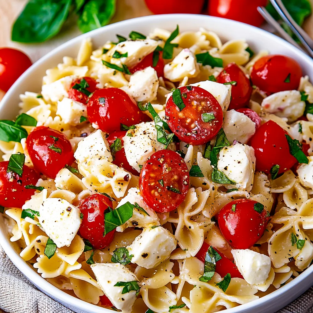 A bowl of pasta with tomatoes and cheese.