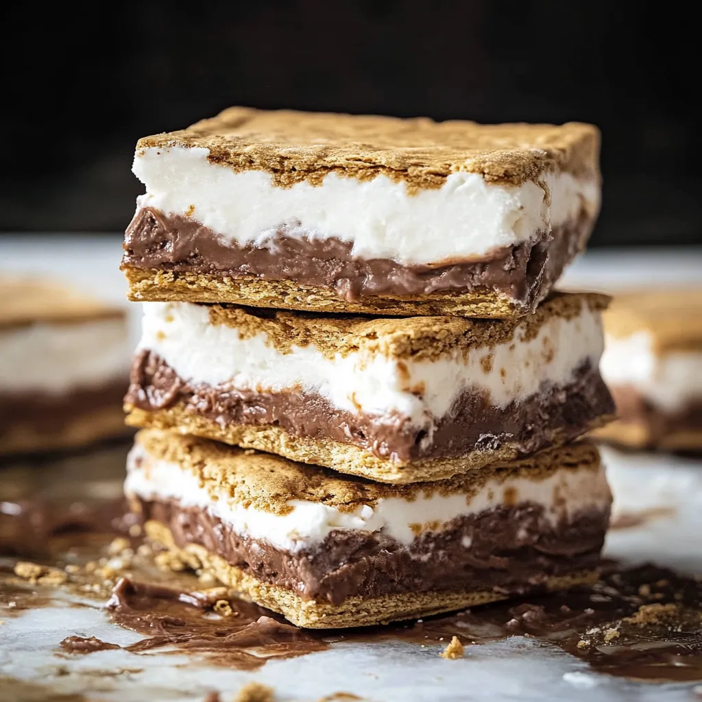 A stack of s'mores on a table.