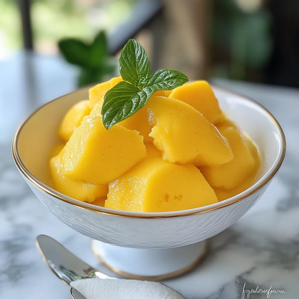 A bowl of fruit with a mint leaf on top.