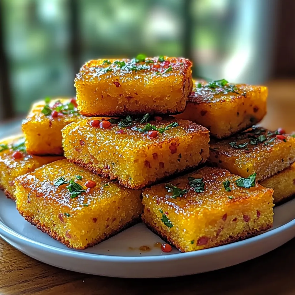 A stack of square cake on a plate.