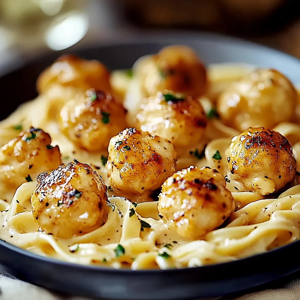 A plate of food with noodles and meatballs.