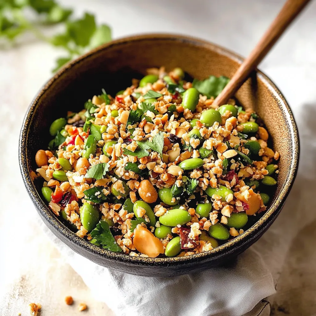 A bowl of food with a spoon in it.