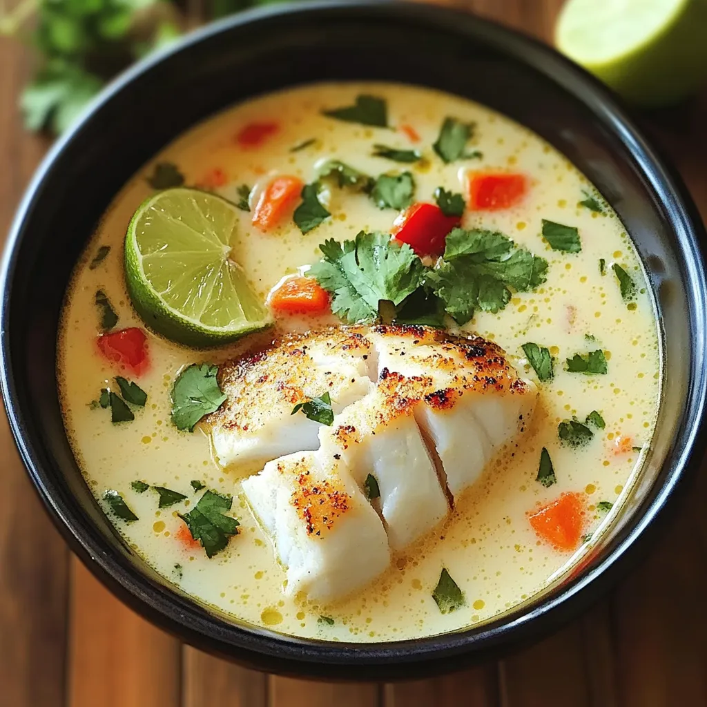 A bowl of soup with a fish in it.