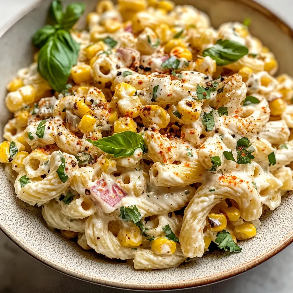 A bowl of pasta with corn and tomatoes.