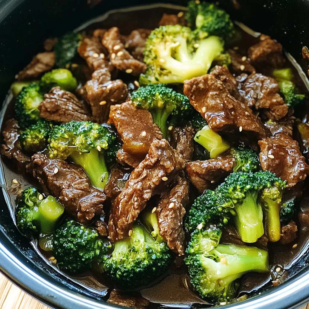 A bowl of beef and broccoli.