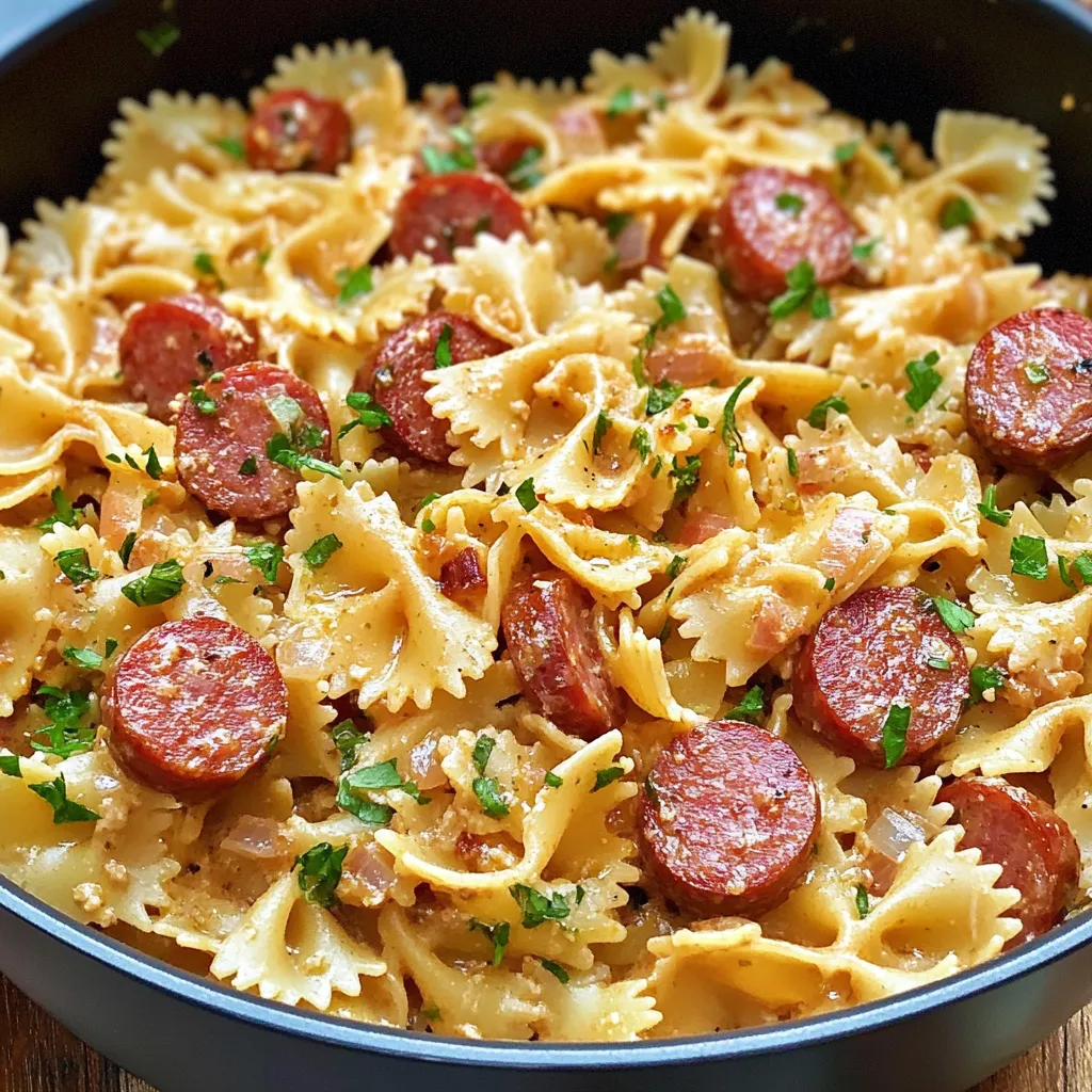 A bowl of pasta with meat and vegetables.