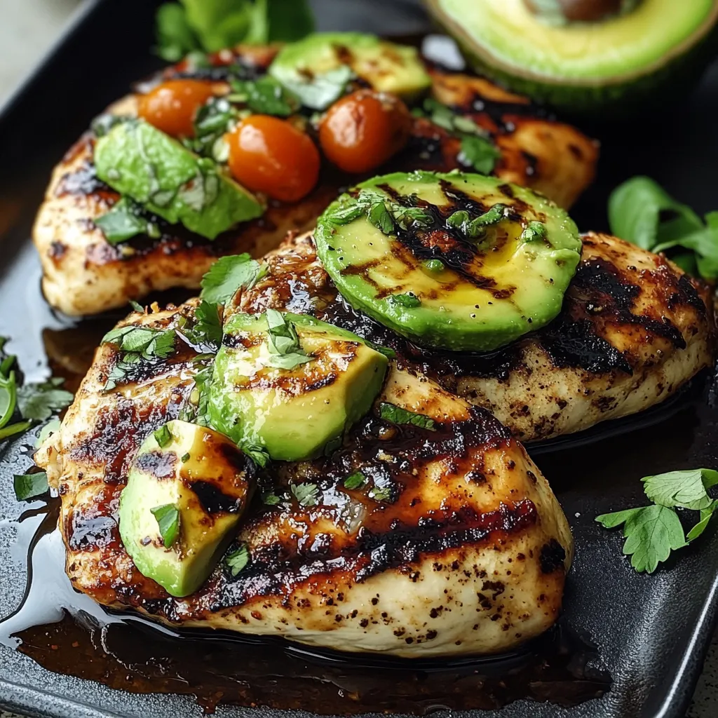Chicken with avocado and tomato.