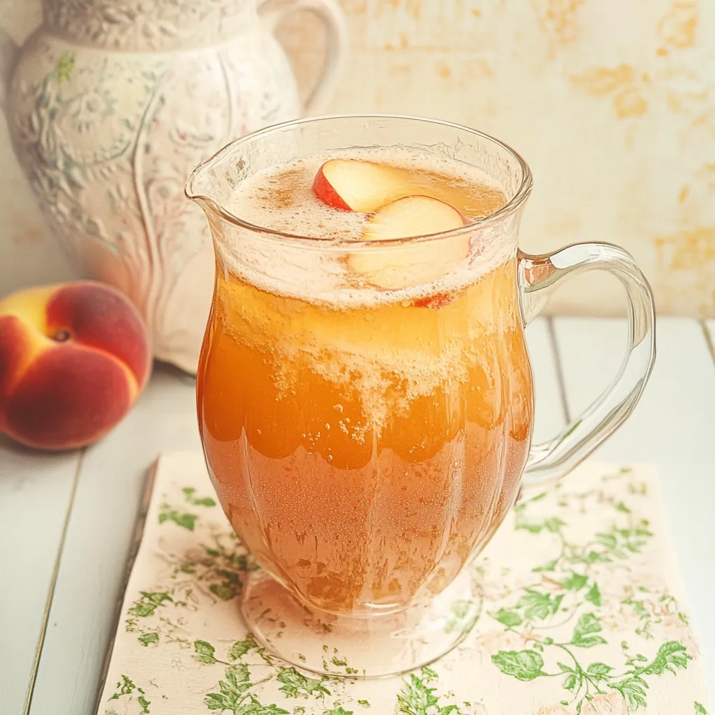 A glass of apple cider with a slice of apple in it.