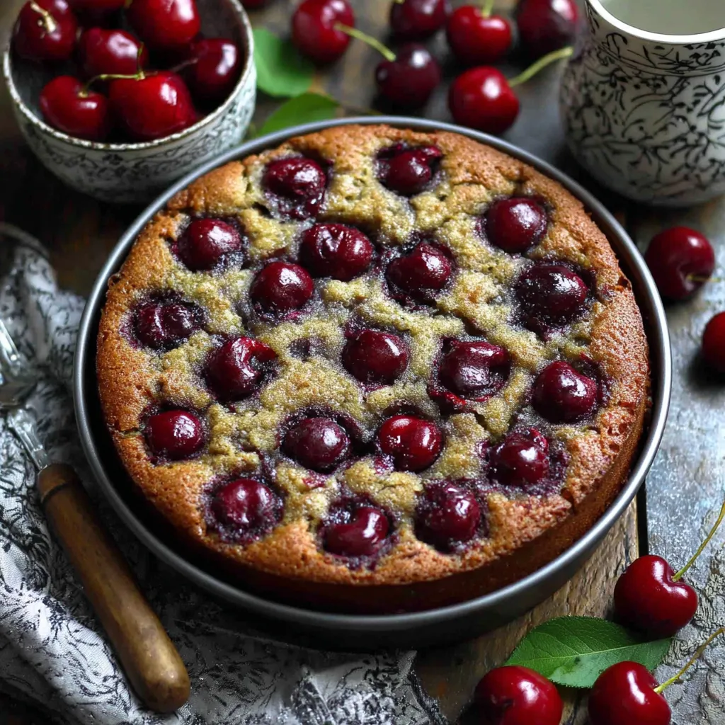 A cake with cherries on top.