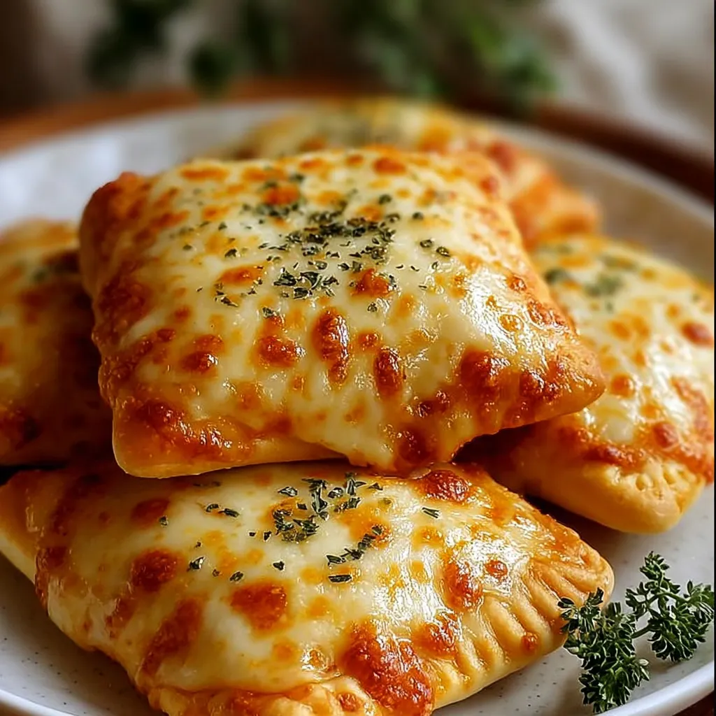 A plate of cheese and herb stuffed pizza.