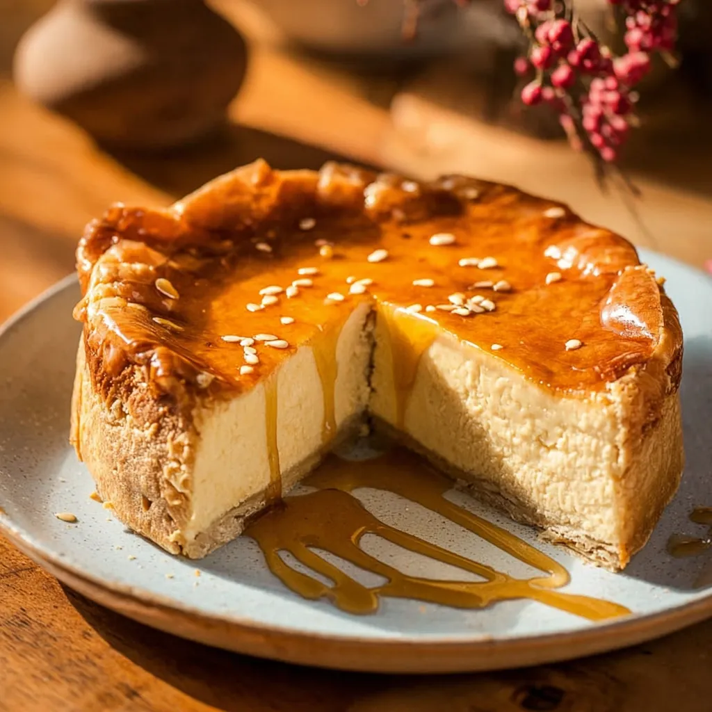 A slice of cake with a dollop of caramel on top.