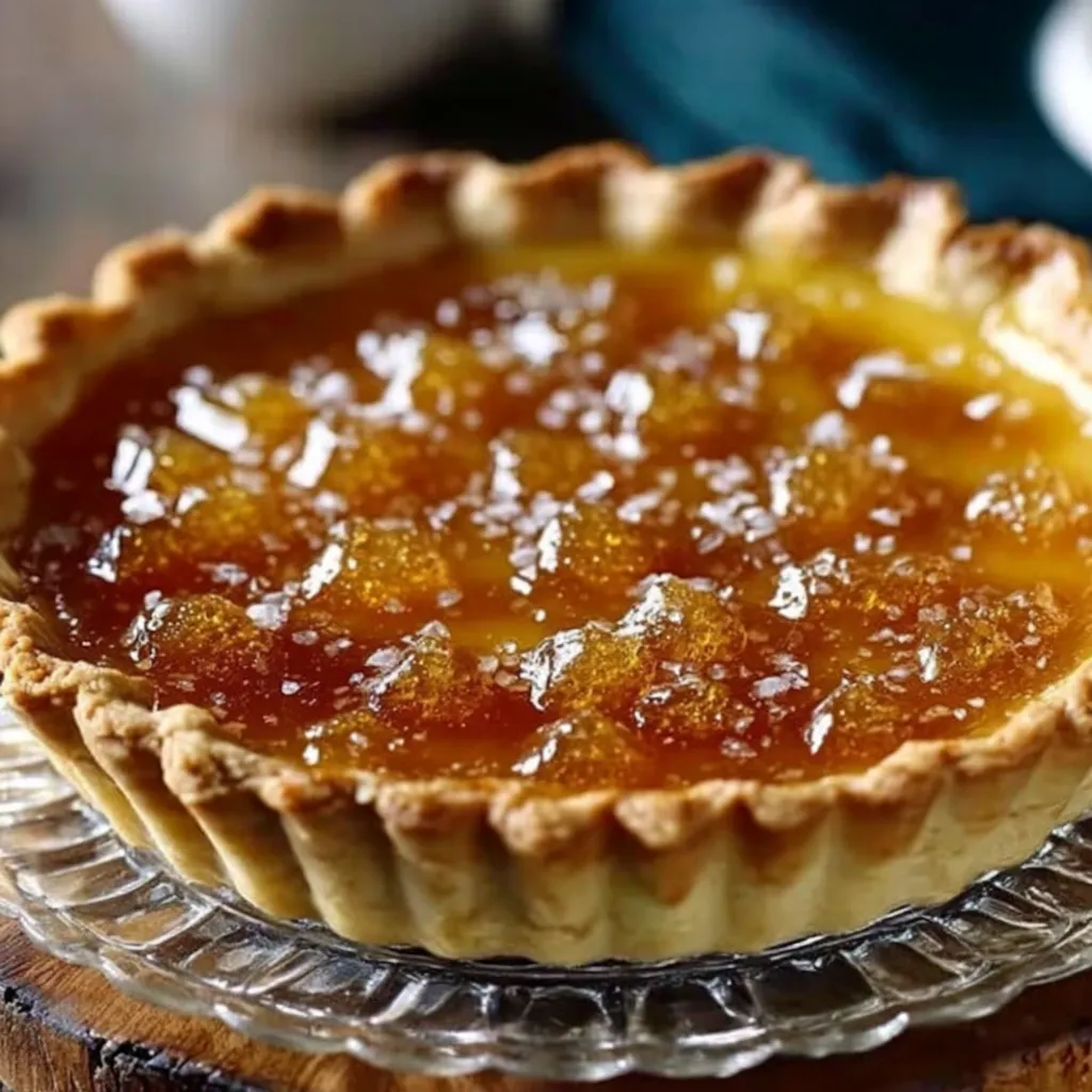 A pie with a glass top.