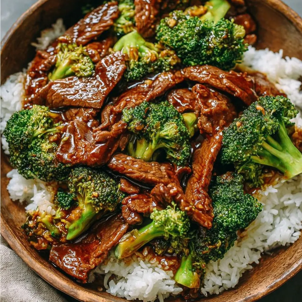 A bowl of beef and broccoli.