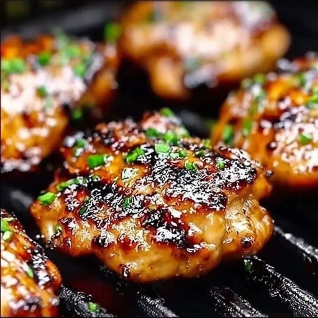 Grilled chicken with green onions.