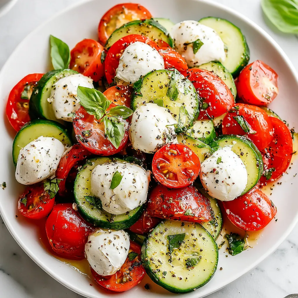 A white plate with tomatoes, cheese, and basil.