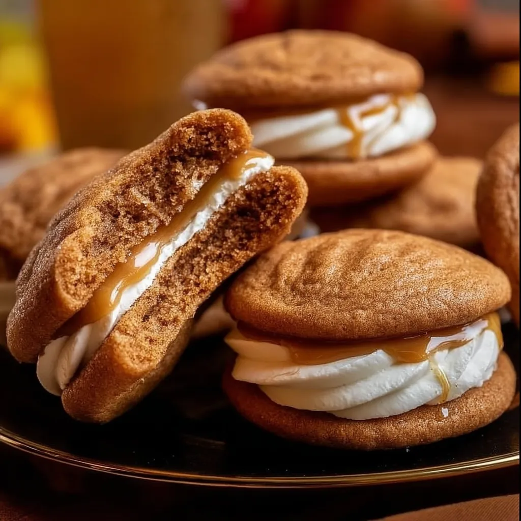 A plate of cookies with white frosting and caramel drizzle.