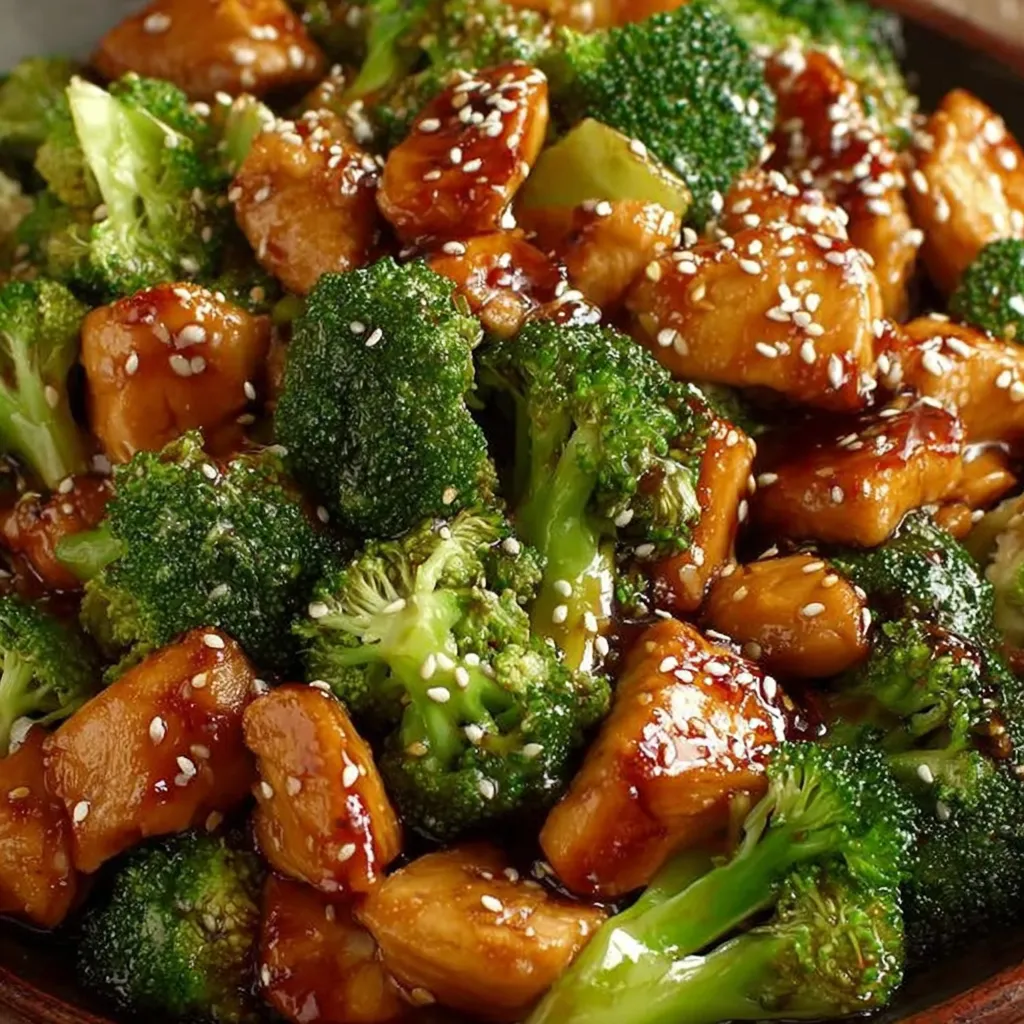 A bowl of chicken and broccoli.