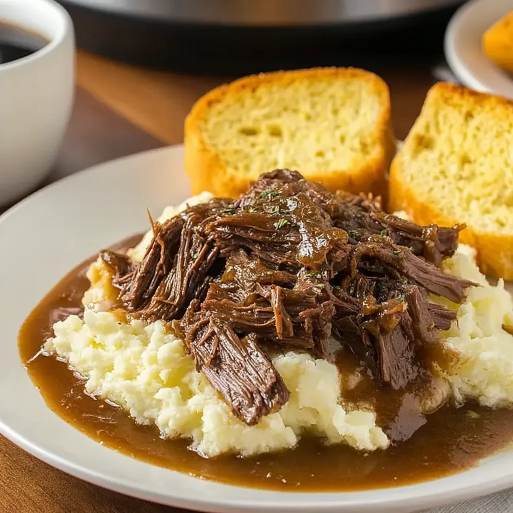 A plate of food with meat and potatoes.
