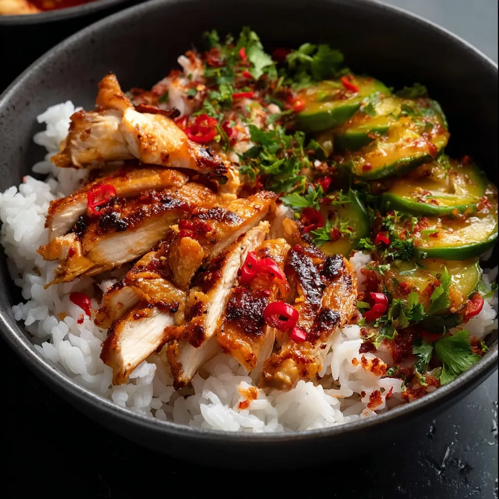 A bowl of food with rice and meat.