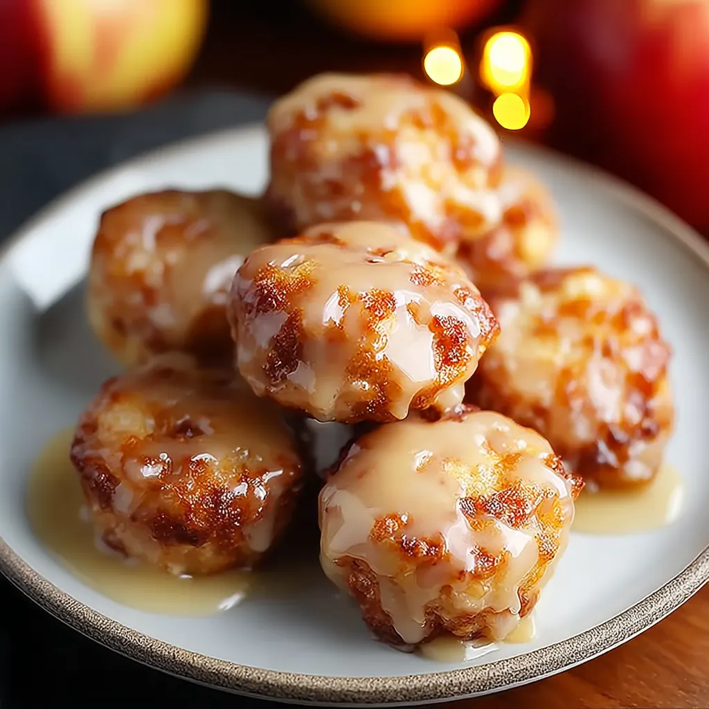 A plate of donuts with glaze.