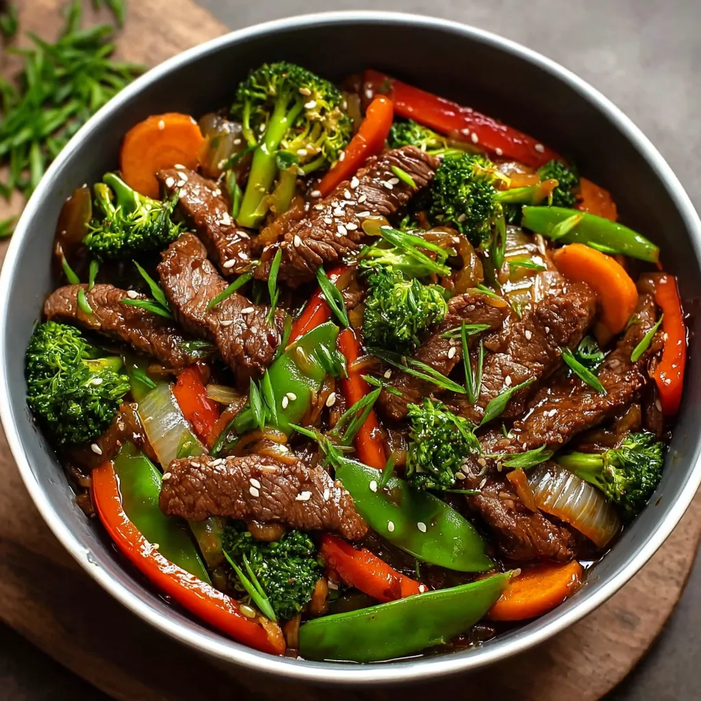 A bowl of beef and broccoli.