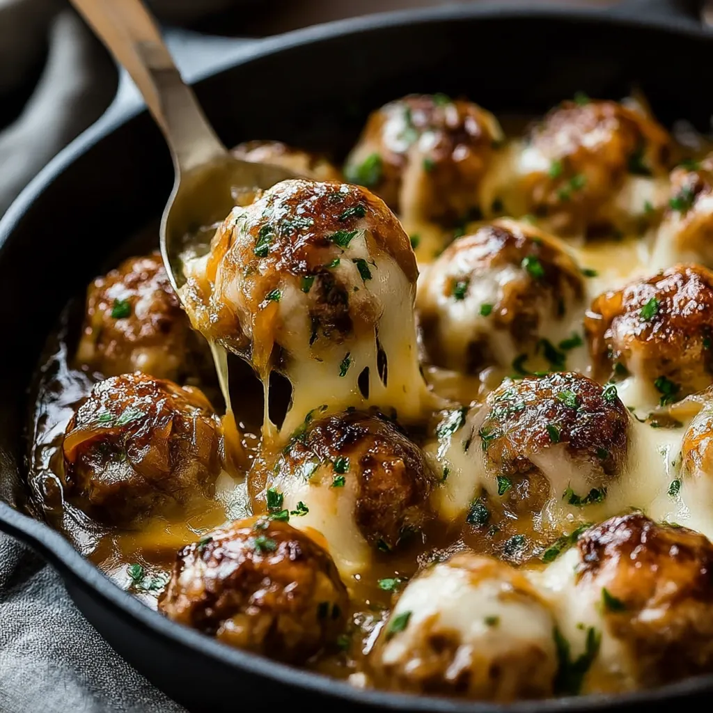 A pan of meatballs with cheese on top.