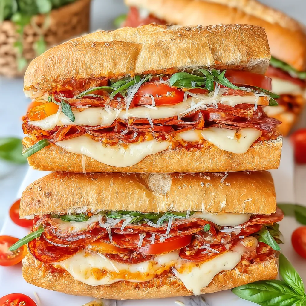 A sandwich with tomatoes and cheese.