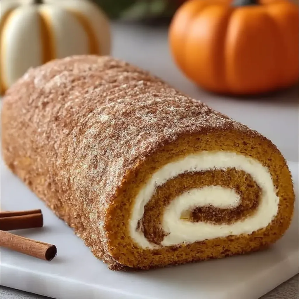 A cake roll with white frosting and orange filling.