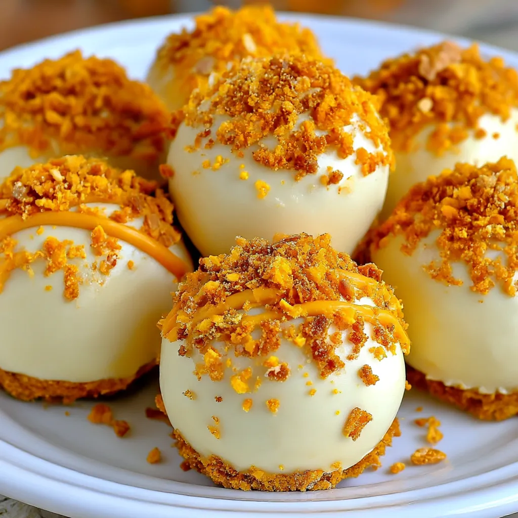 A plate of white and orange balls.