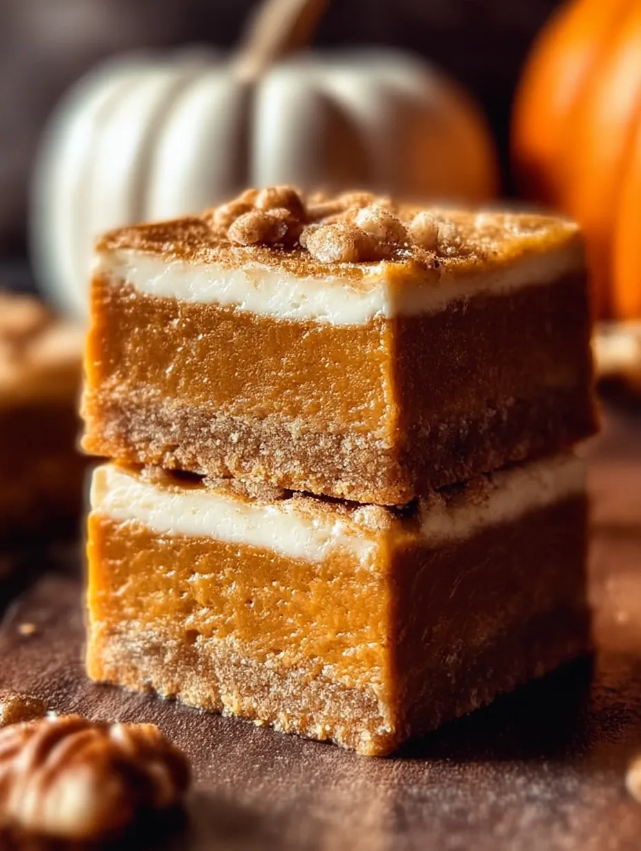 A slice of pumpkin pie with white icing.