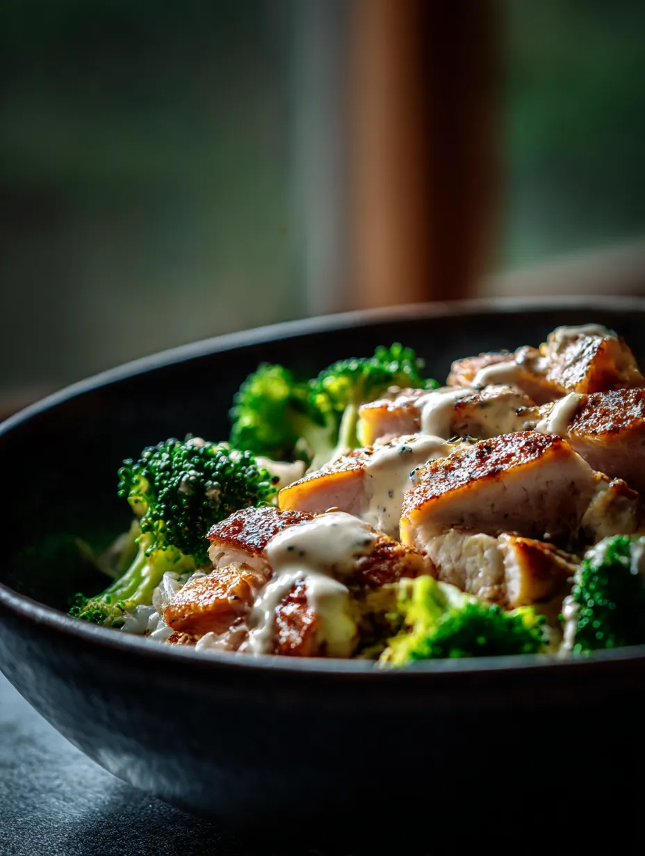 A bowl of food with broccoli and meat.