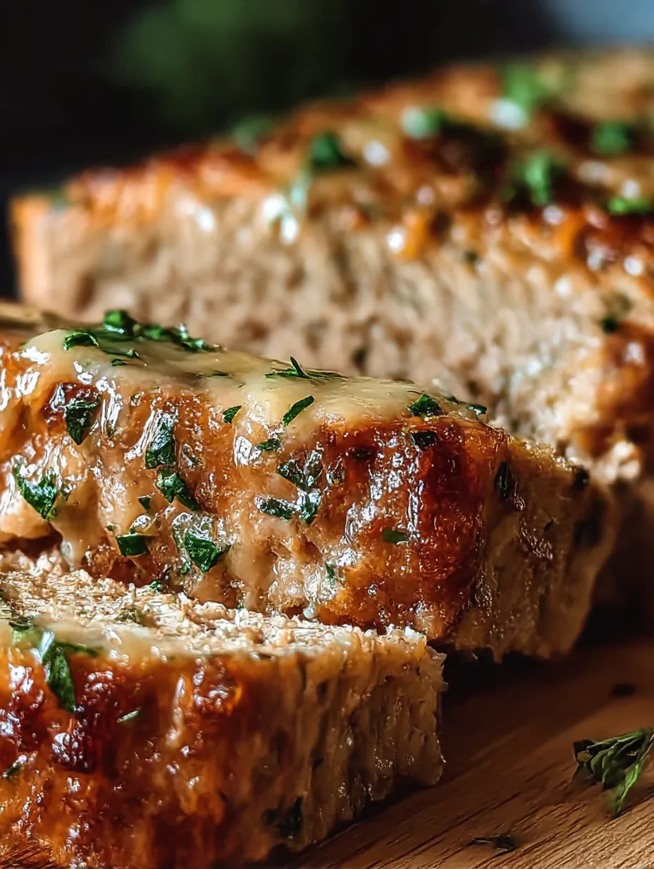 A slice of meat with herbs on top.