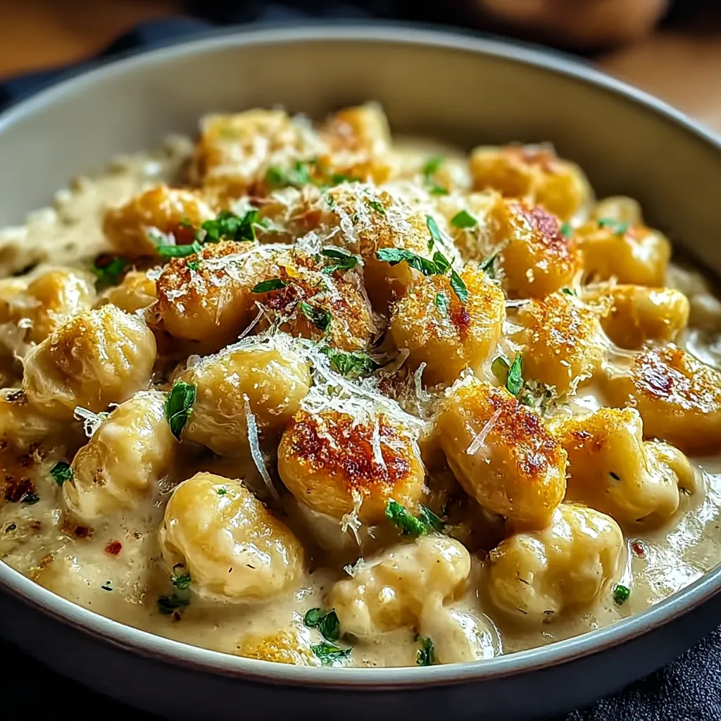 A bowl of pasta with cheese and herbs.