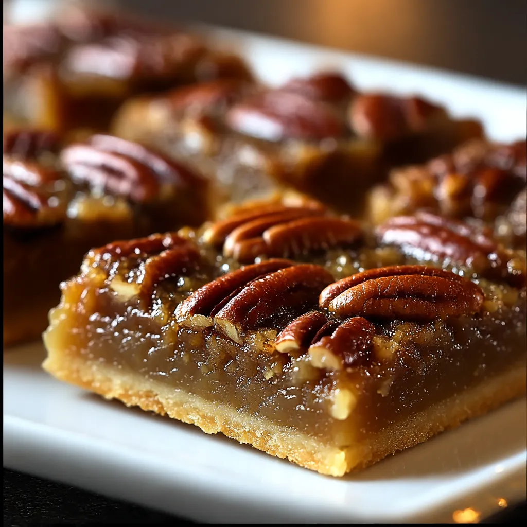 A square piece of cake with pecans on top.