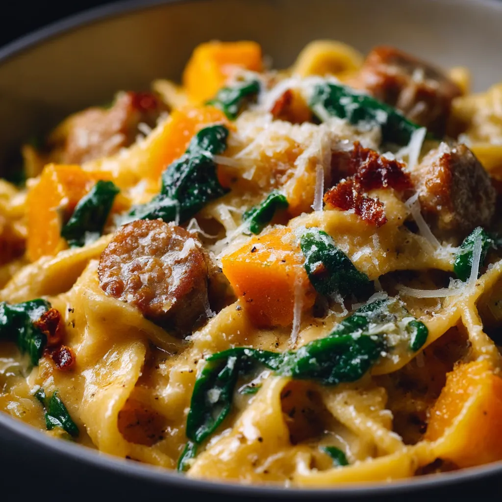 A bowl of pasta with meat and vegetables.